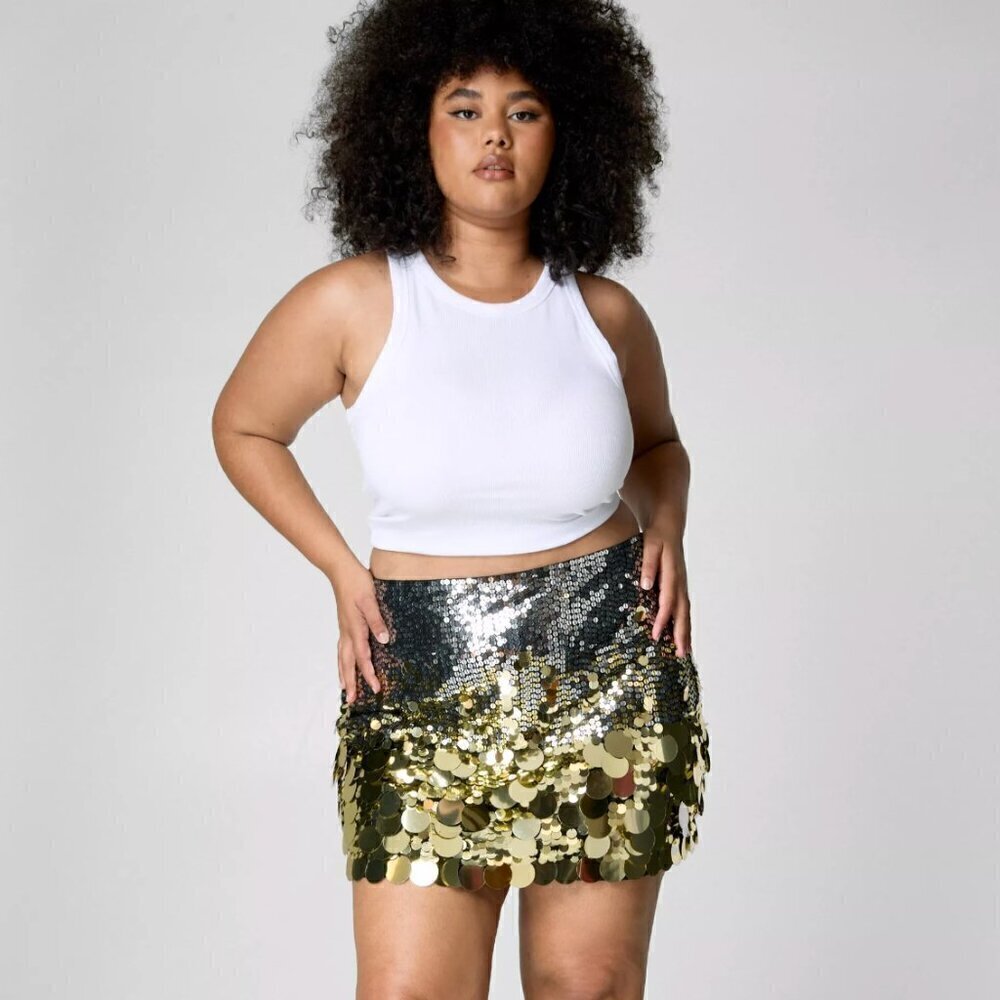 Nasty Gal Sequin Ombre Mini Skirt - Holiday Party - New Years Eve - Size 16 - Picture 2 of 3
